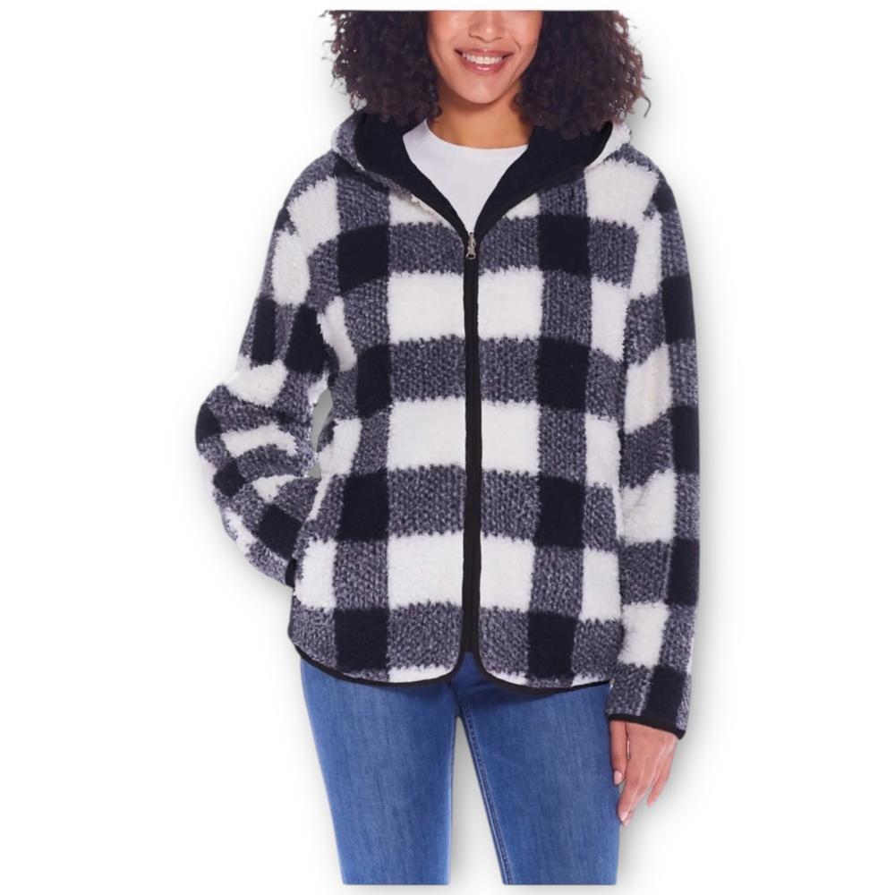 NWT Weatherproof Women’s Reversible Plaid Fleece Jacket Size XXL - Picture 2 of 7